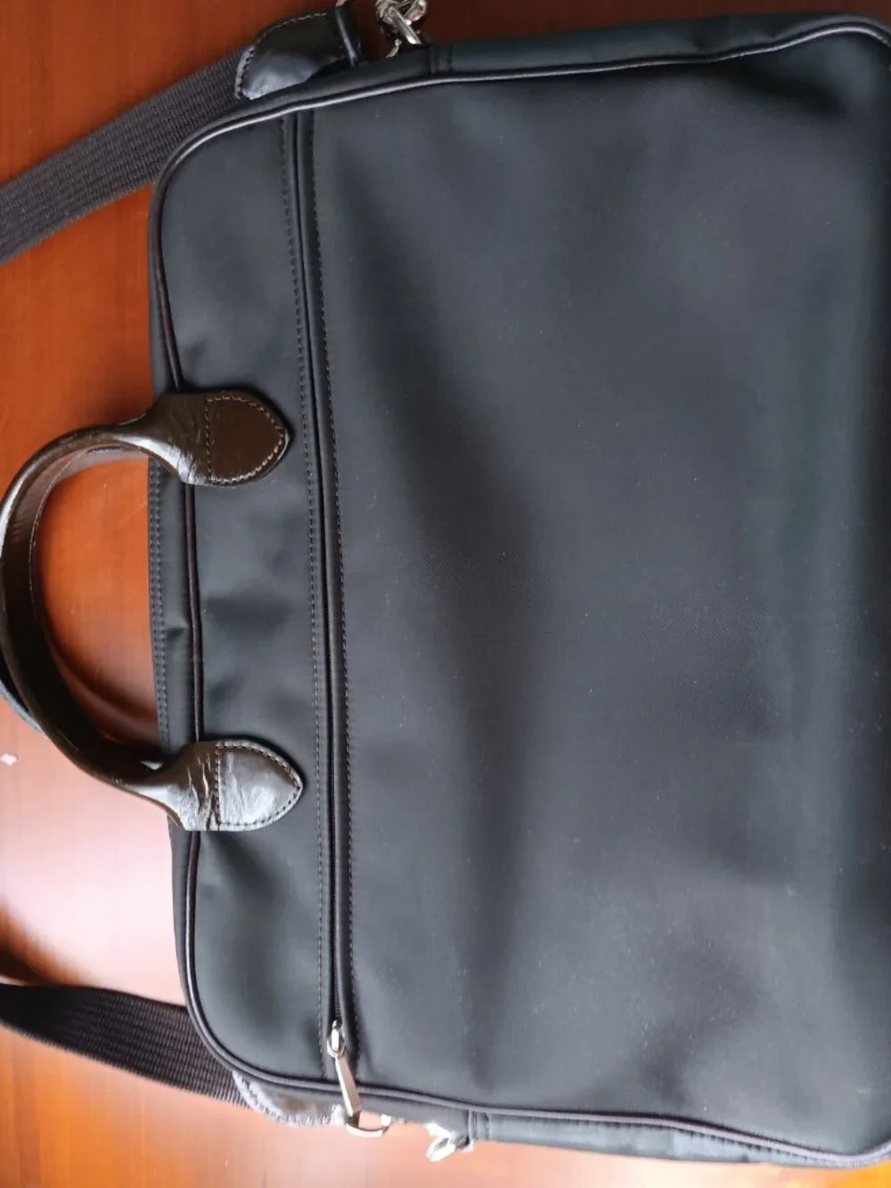 Longchamp Briefcase Brown Nylon Canvas & Patent Leather Pre-Loved MADE IN FRANCE